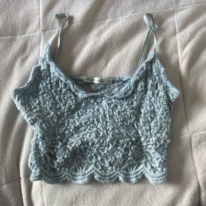 Blue Lace Crop Top